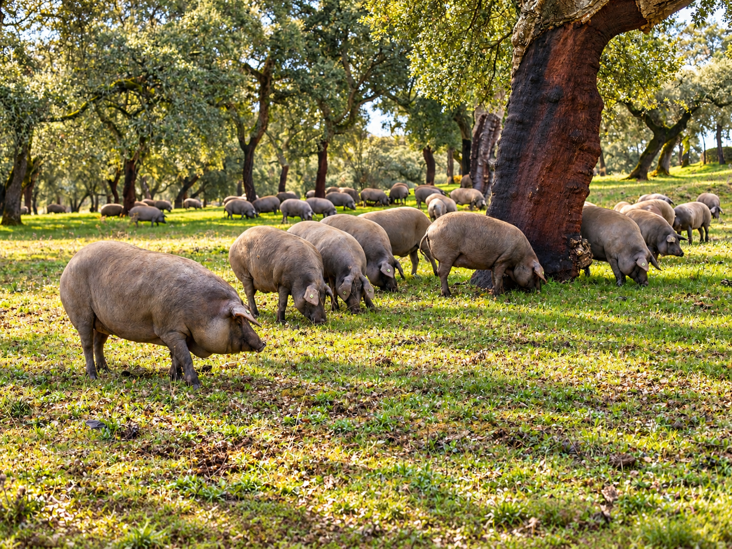 Cerdos ibéricos en la dehesa